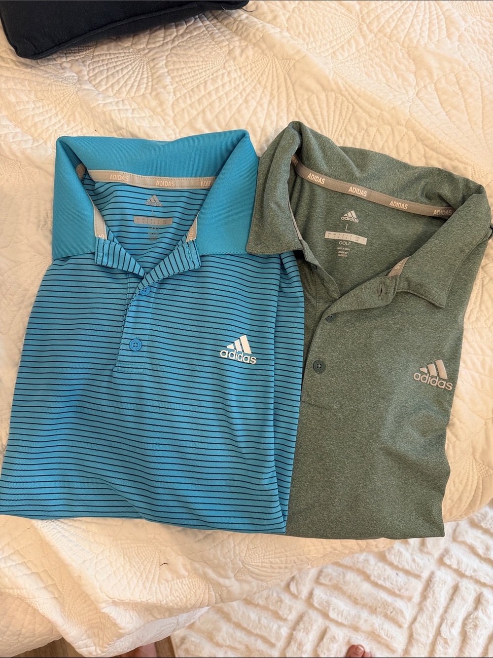 adidas Men's Performance Polo - Turquoise Stripe & Olive Green